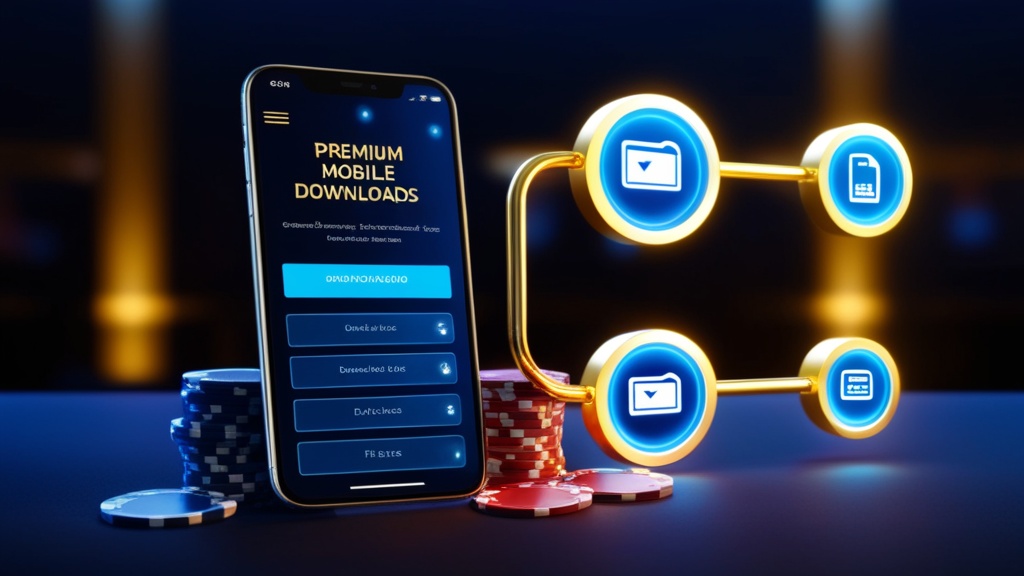 هاتف يعرض خيارات التحميل المناسبة لتطبيق كازينو مع ملفات مختلفة